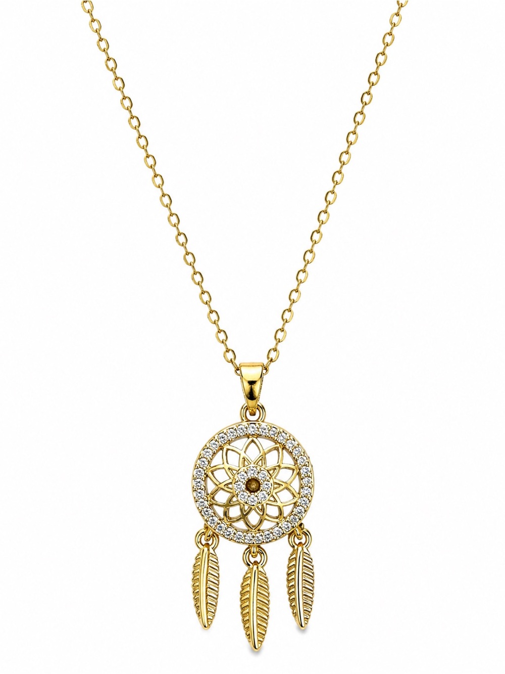 Gold Dreamcatcher Pendant Necklace - Women Jewelry